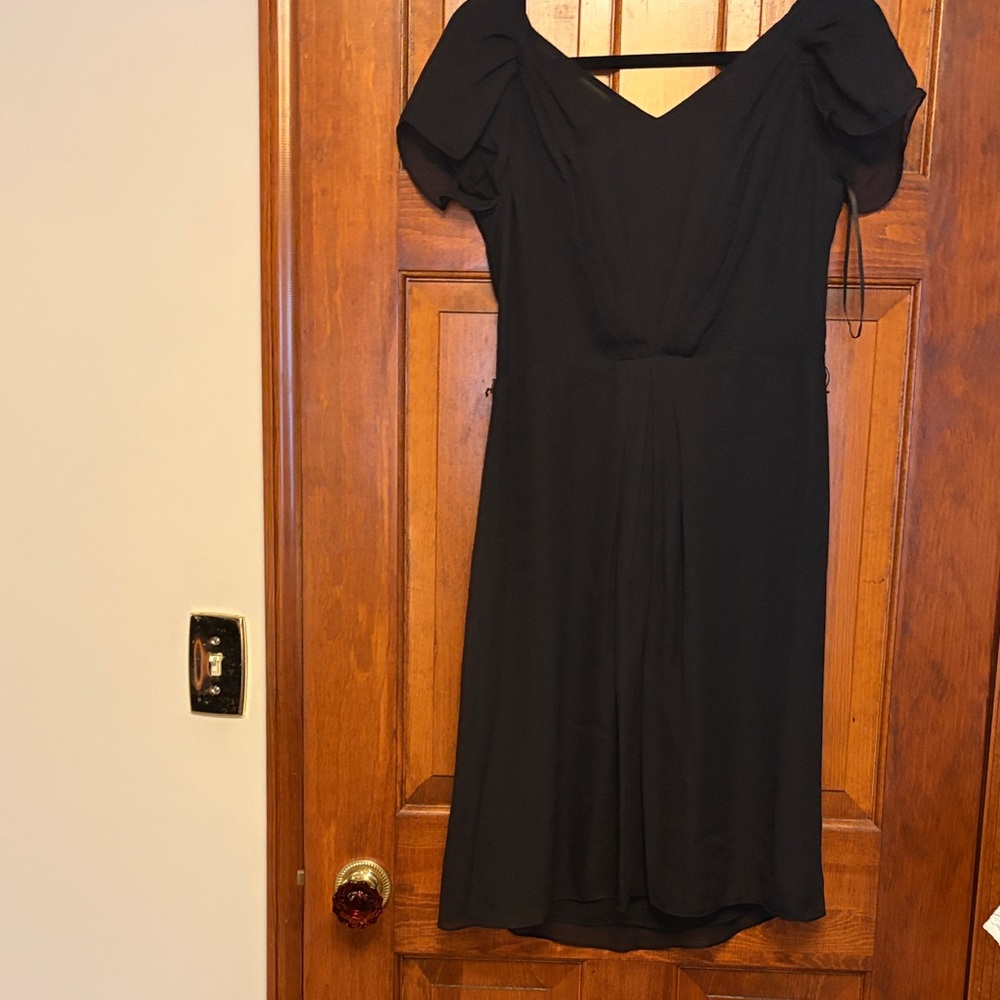 Talbots Black Midi Dress with Elegant Sleeves